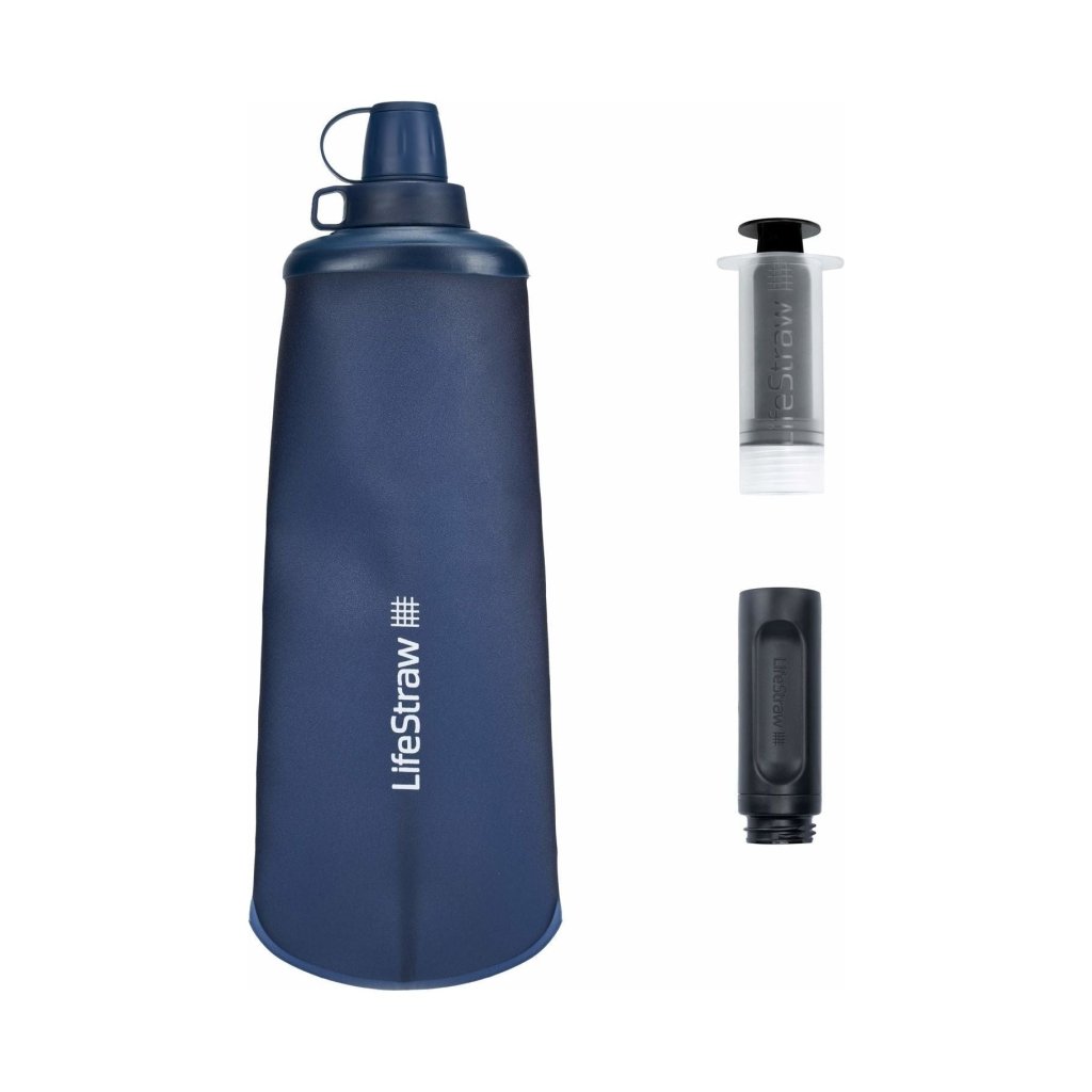LifeStraw Peak Series 1L Squeeze Bottle - Mountain Blue - Hill and Dale Outdoors