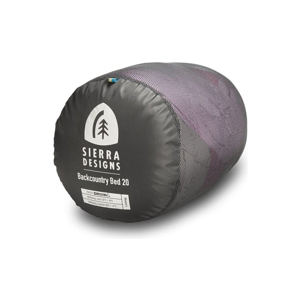 Sierra Designs Women's Backcountry Bed 650F 20° Degree Down Sleeping Bag - Purple - Hill and Dale Outdoors
