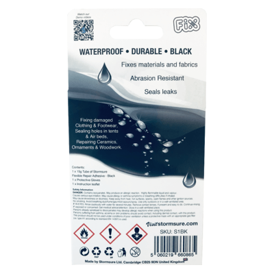 Stormsure Flexible Repair Adhesive 15g Tube - Black - Hill and Dale Outdoors