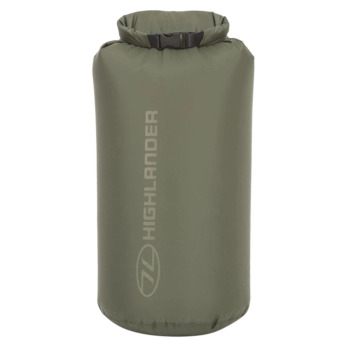 7L olive green Highlander dry bag showing durable synthetic fabric