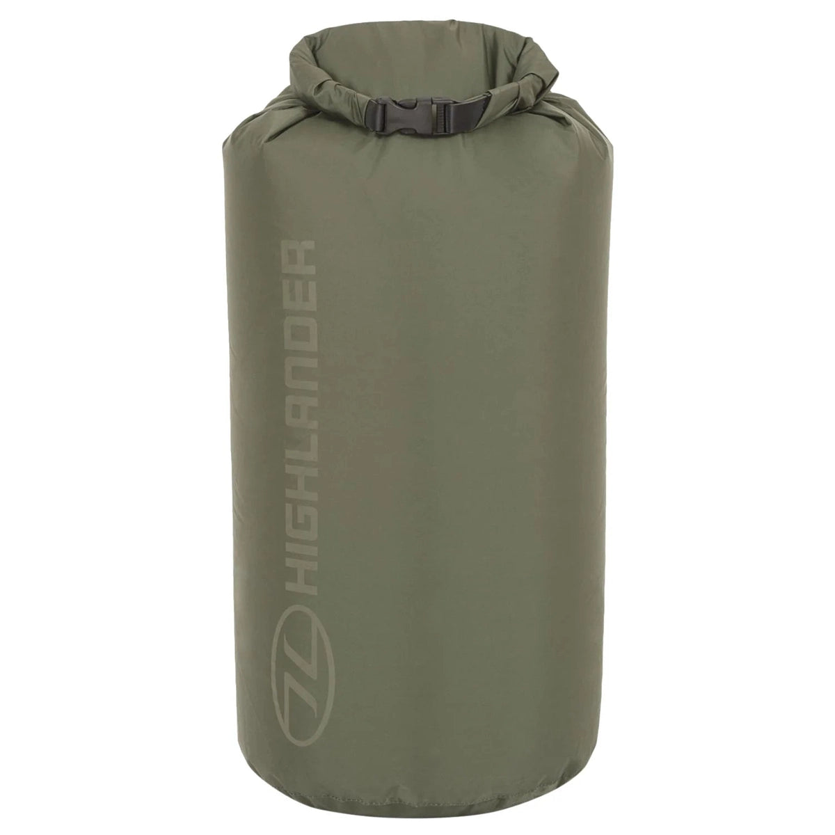 7L olive green Highlander dry bag with plastic buckle closure
