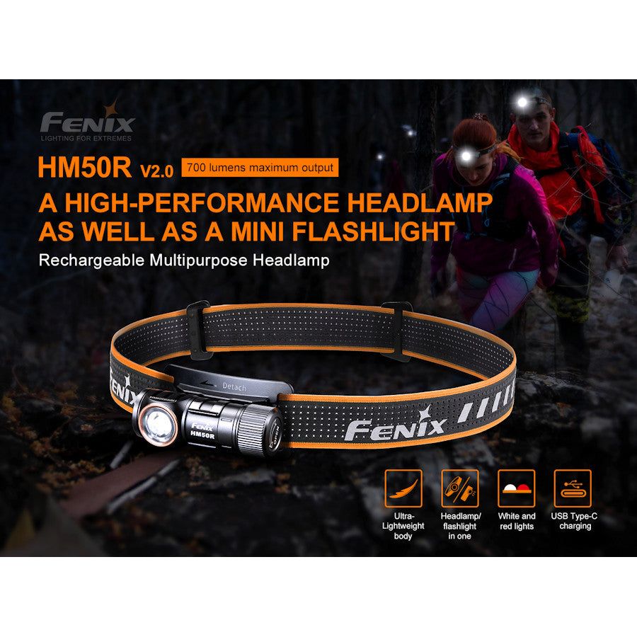 Fenix HM50R V2.0 700 Lumen Mini LED Headtorch/Handtorch