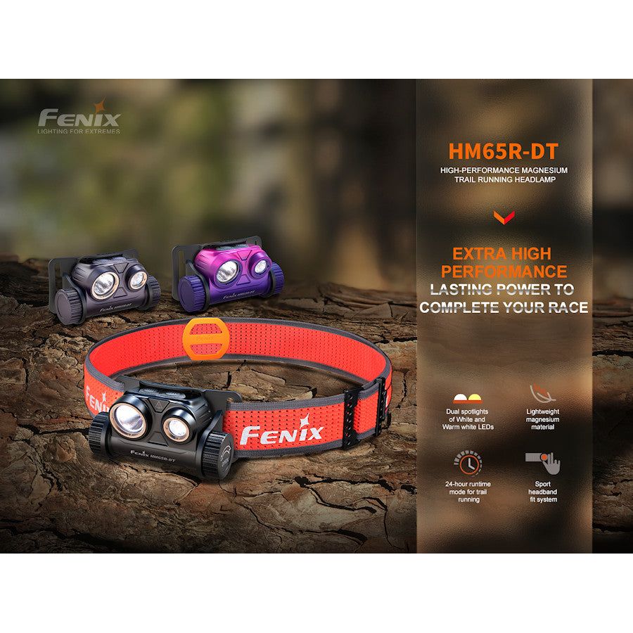 Fenix HM65R-DT 1500 Lumens Trail Running Rechargeable Headtorch - Dark Purple
