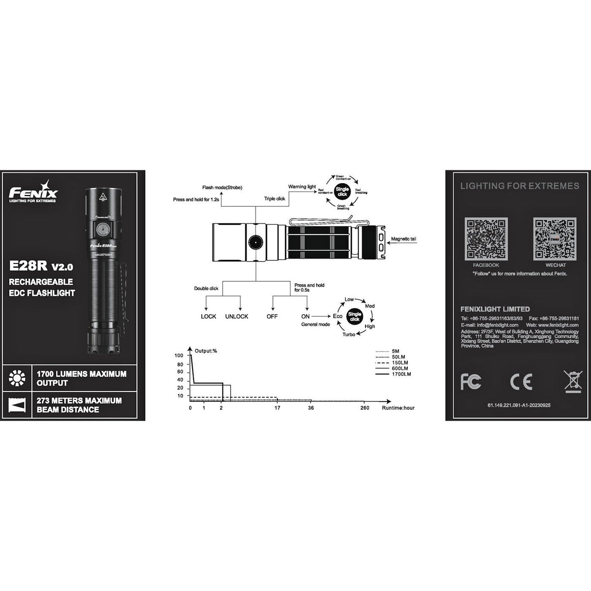 Fenix E28R V2.0 Rechargeable Flashlight - Black
