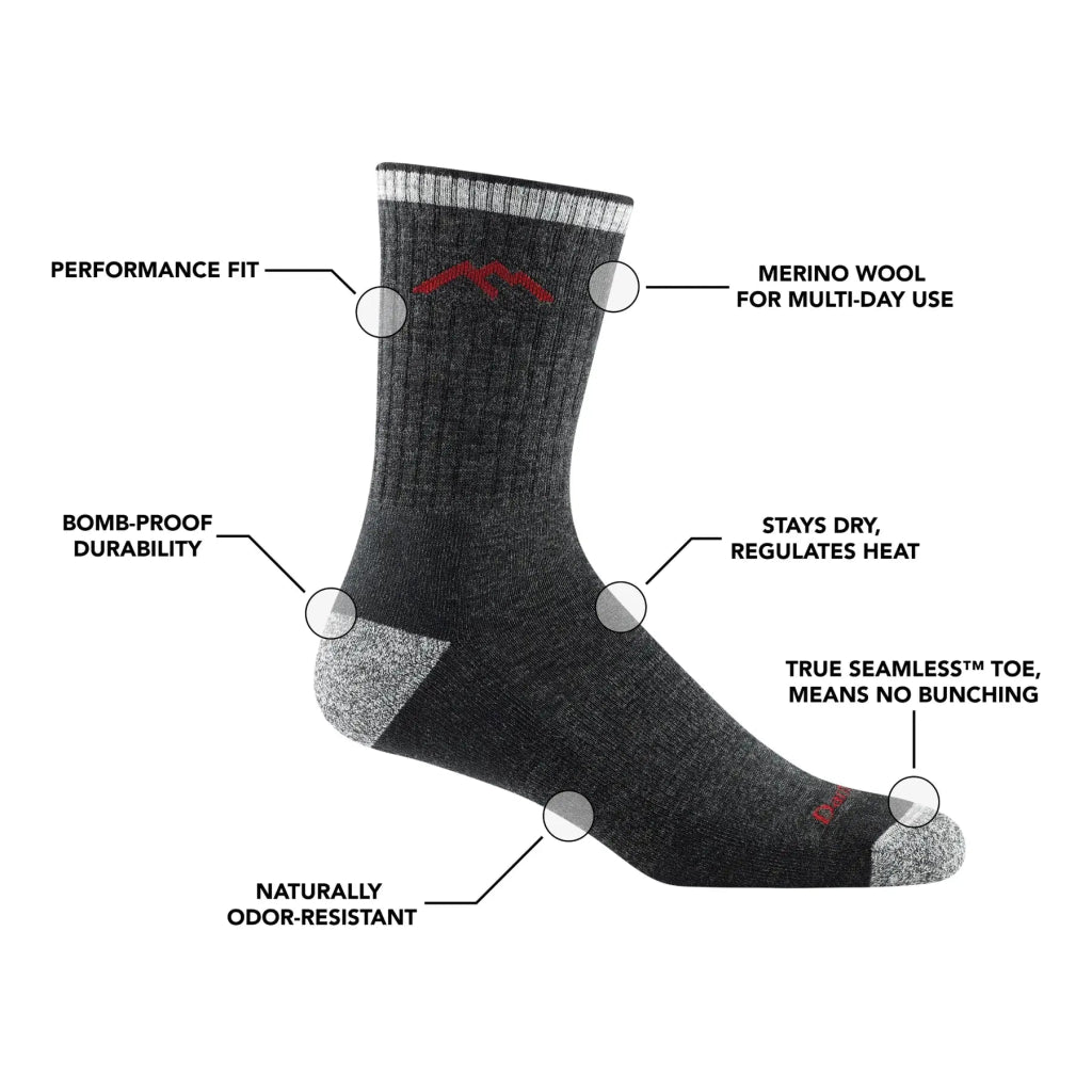 Darn Tough 1466 Men&#39;s Hiker Micro Crew Midweight Hiking Sock - Dark Teal - Hill and Dale Outdoors
