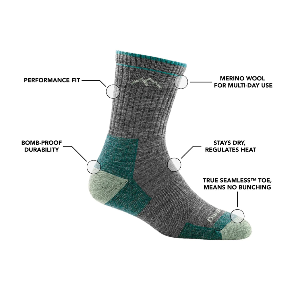 Darn Tough 1903 Women&#39;s Hiker Micro Crew Midweight Hiking Sock - Plum Health - Hill and Dale Outdoors