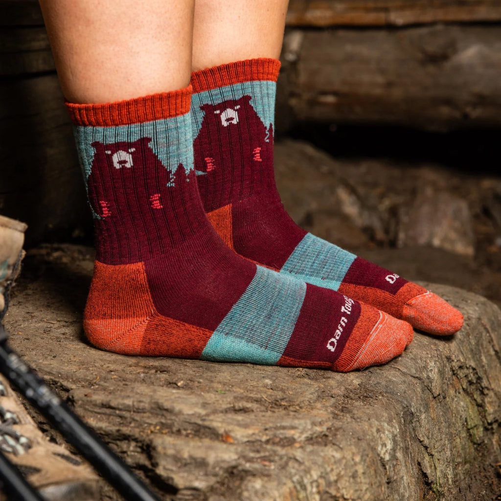 Darn Tough 1970 Women&#39;s Bear Town Micro Crew Lightweight Hiking Sock - Burgundy - Hill and Dale Outdoors