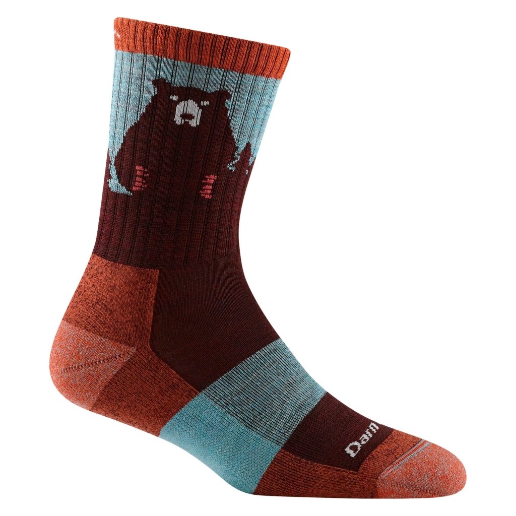 Darn Tough 1970 Women&#39;s Bear Town Micro Crew Lightweight Hiking Sock - Burgundy - Hill and Dale Outdoors
