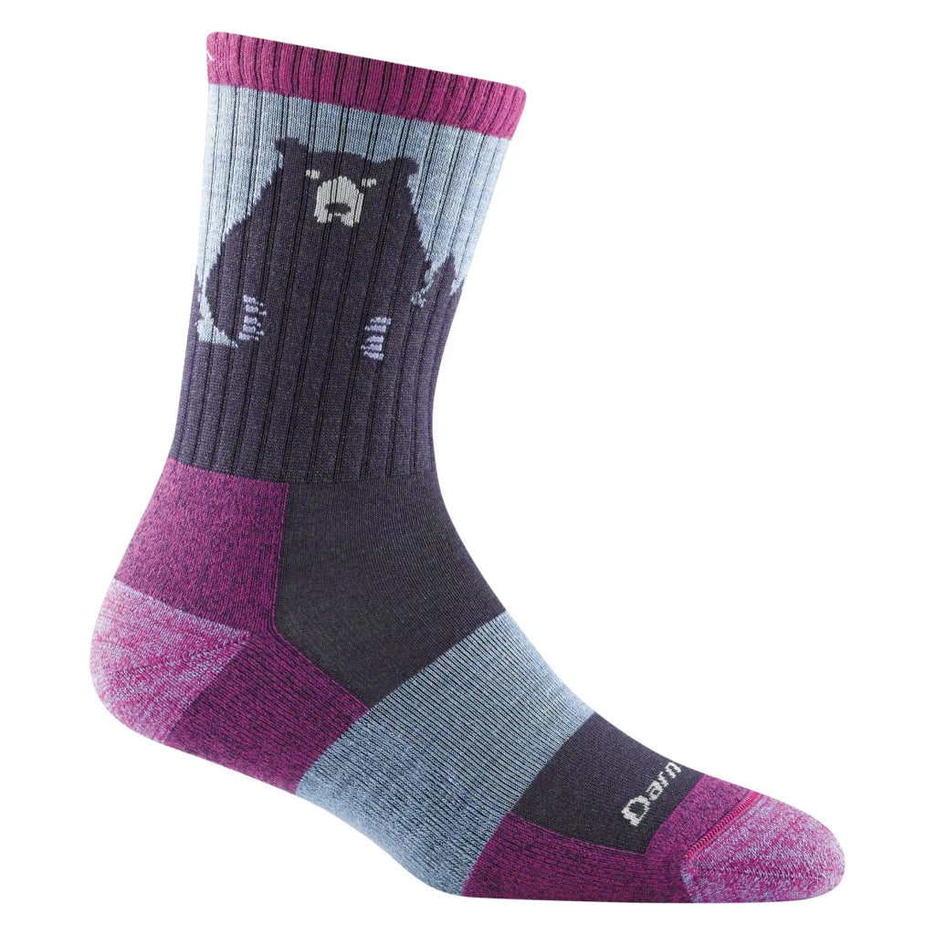 Darn Tough 1970 Women&#39;s Bear Town Micro Crew Lightweight Hiking Sock - Purple - Hill and Dale Outdoors