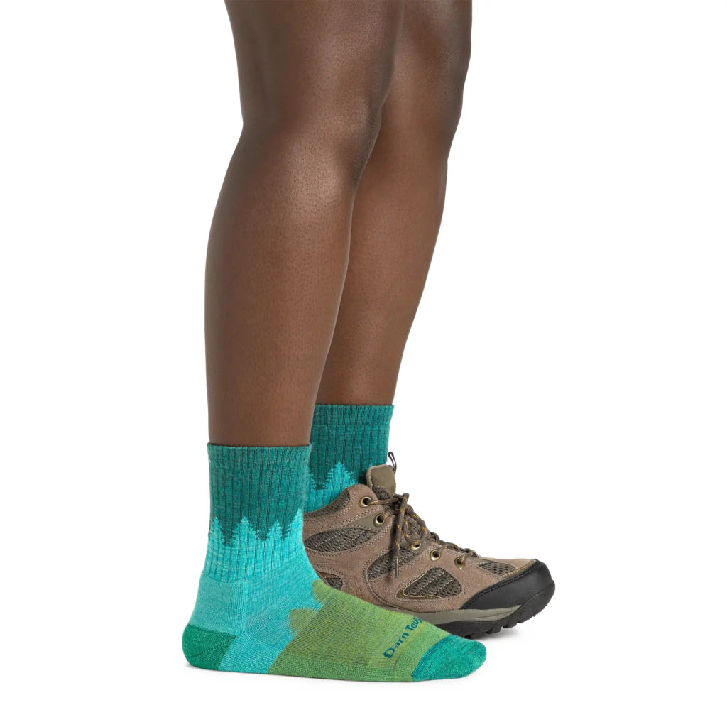 Darn Tough 1971 Women&#39;s Treeline Micro Crew Midweight Hiking Sock - Aqua - Hill and Dale Outdoors