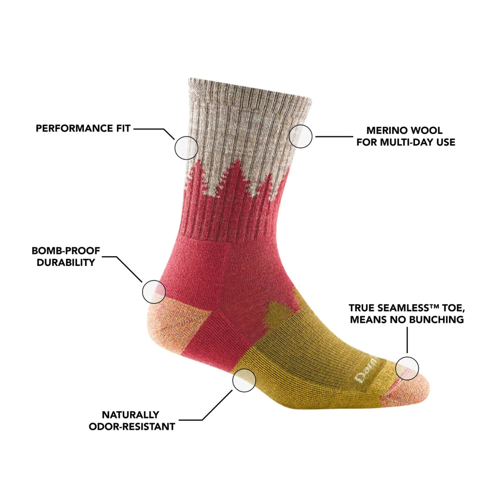 Darn Tough 1971 Women&#39;s Treeline Micro Crew Midweight Hiking Sock - Aqua - Hill and Dale Outdoors