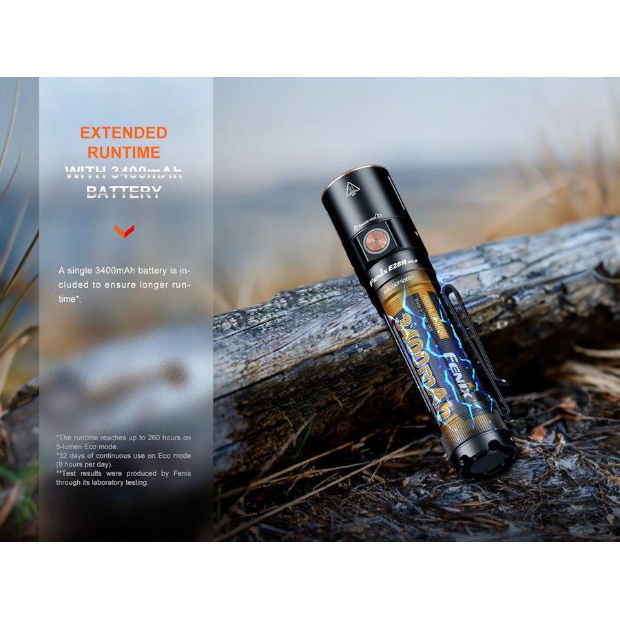 fenix e28r rechargeable flashlight Fenix E28R V2.0 Rechargeable Flashlight - Black