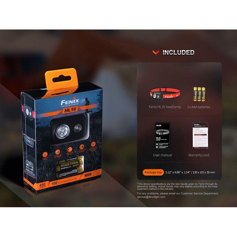 Fenix HL16 450 Lumens Headtorch - Black - Hill and Dale Outdoors