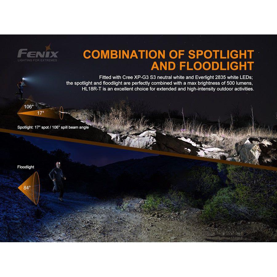 Fenix HL18R - T 500 Lumens Rechargeable Headtorch - Hill and Dale Outdoors