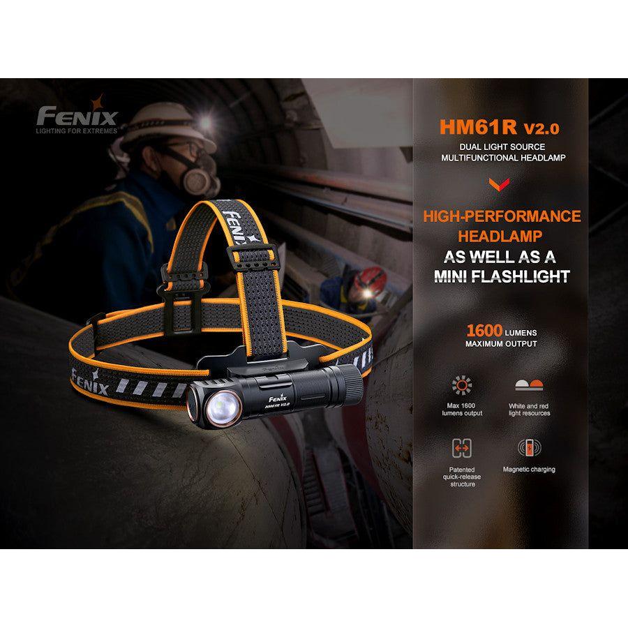 Fenix HM61R V2.0 1600 Lumens Magnetic Rechargeable Headtorch/Handtorch - Hill and Dale Outdoors