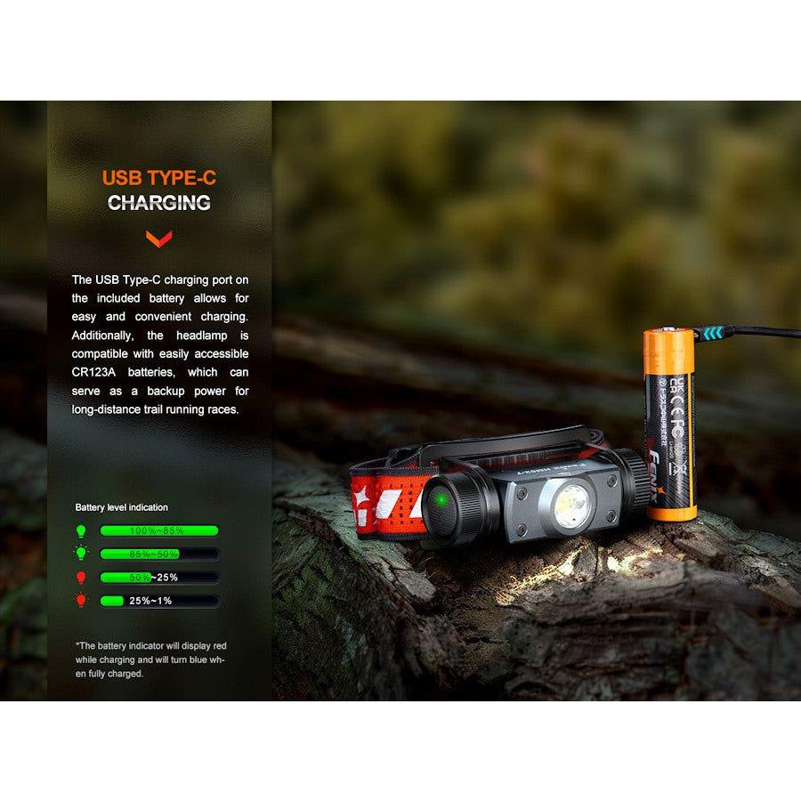 Fenix HM62 - T Light Weight Trail Running USB Rechargeable Headtorch - Magma - Hill and Dale Outdoors
