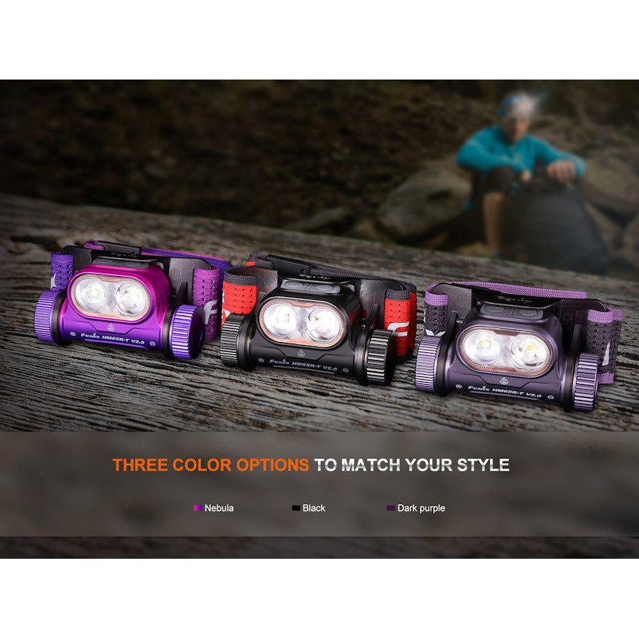 Fenix HM65R - T V2.0 Trail Running USB Rechargeable Headtorch - Dark Purple - Hill and Dale Outdoors