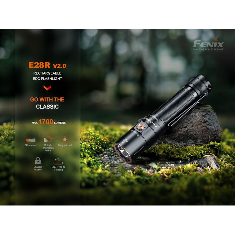 Fenix E28R V2.0 Rechargeable Flashlight - Black