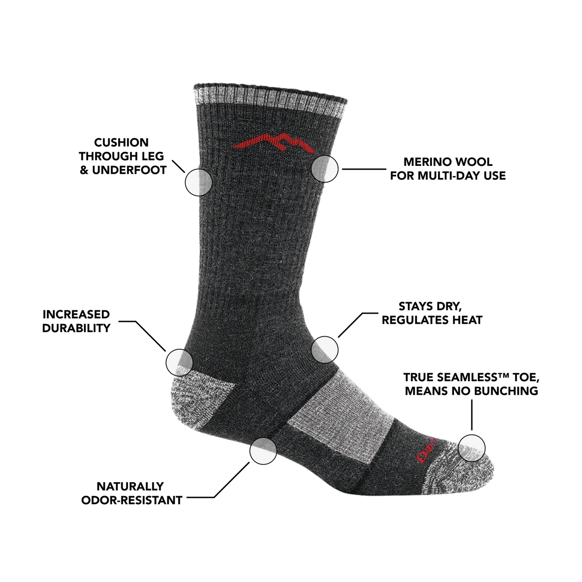 Darn Tough 1405 Men&#39;s Hiker Boot Full Cushion Midweight Socks - Eclipse