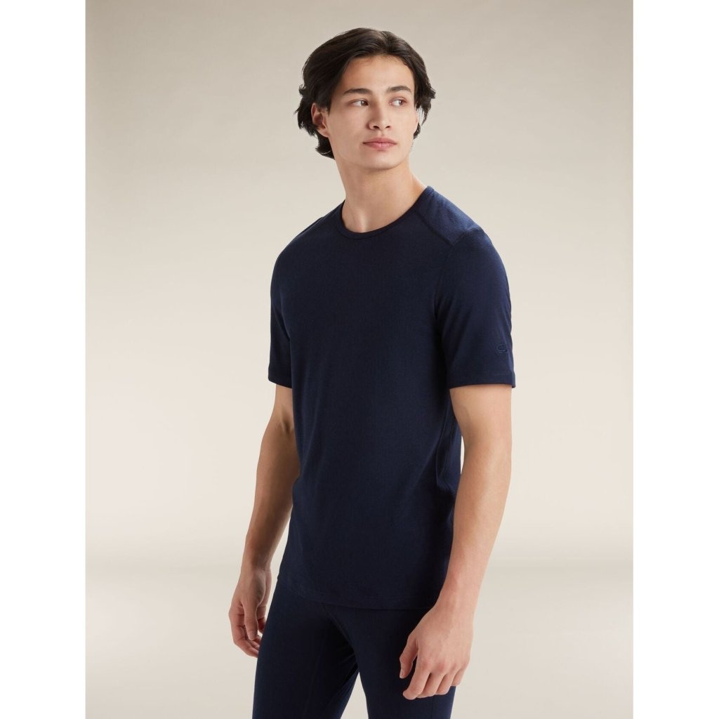 Icebreaker Men&#39;s Merino 200 Oasis Short Sleeve Crewe Thermal Top - Midnight Navy - Hill and Dale Outdoors