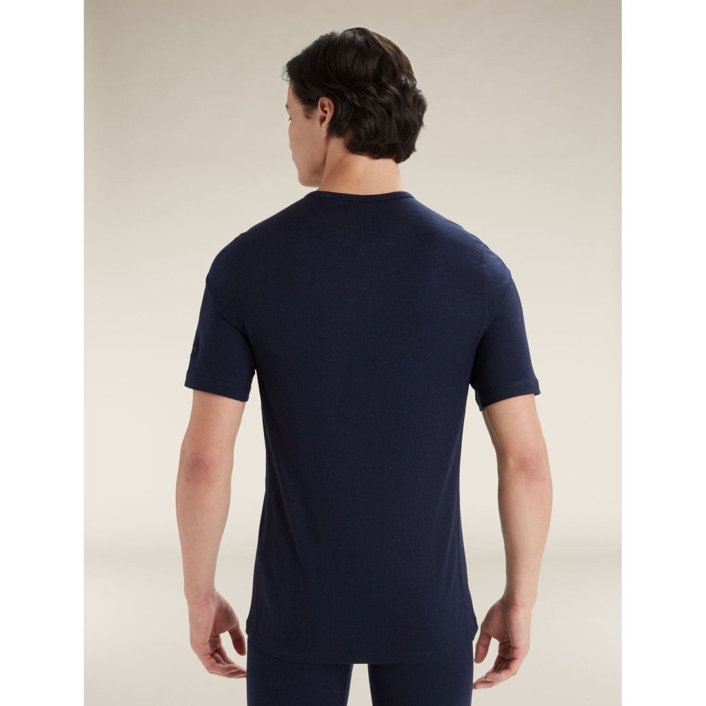 Icebreaker Men&#39;s Merino 200 Oasis Short Sleeve Crewe Thermal Top - Midnight Navy - Hill and Dale Outdoors