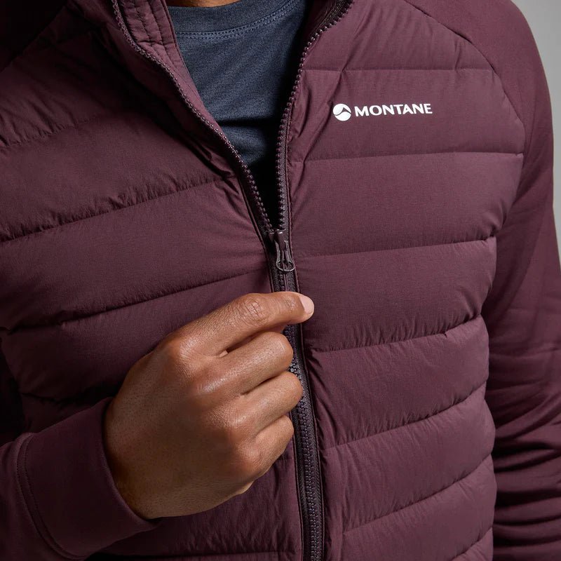 Montane Men&#39;s Composite Hooded Down Jacket - Dark Garnet - Hill and Dale Outdoors