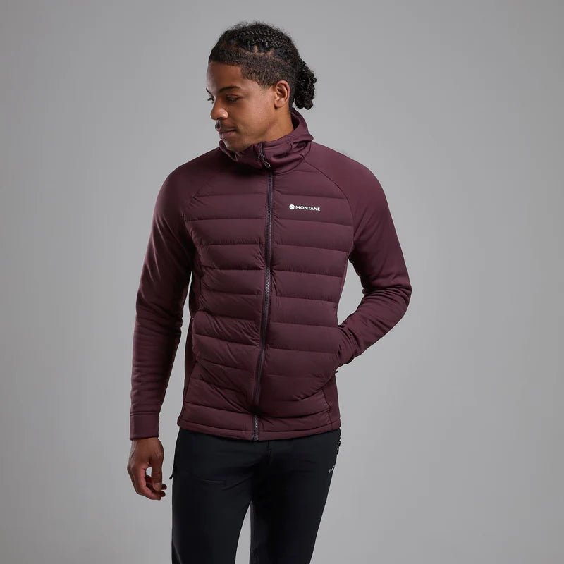 Montane Men&#39;s Composite Hooded Down Jacket - Dark Garnet - Hill and Dale Outdoors