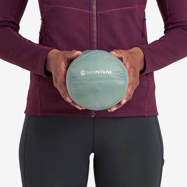 Montane Women&#39;s Anti - Freeze Hooded Down Insulated Jacket - Pale Sage - Hill and Dale Outdoors