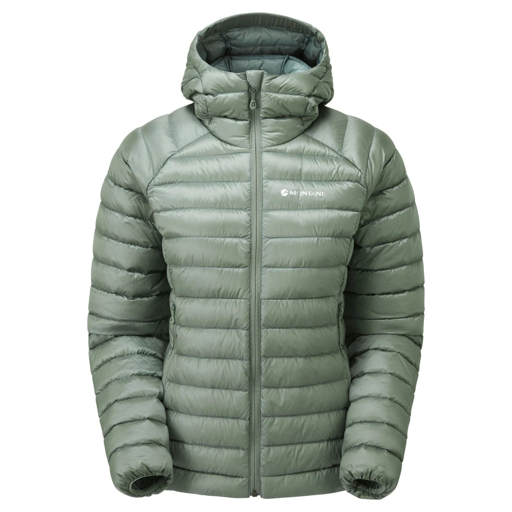 Montane Women&#39;s Anti - Freeze Hooded Down Insulated Jacket - Pale Sage - Hill and Dale Outdoors