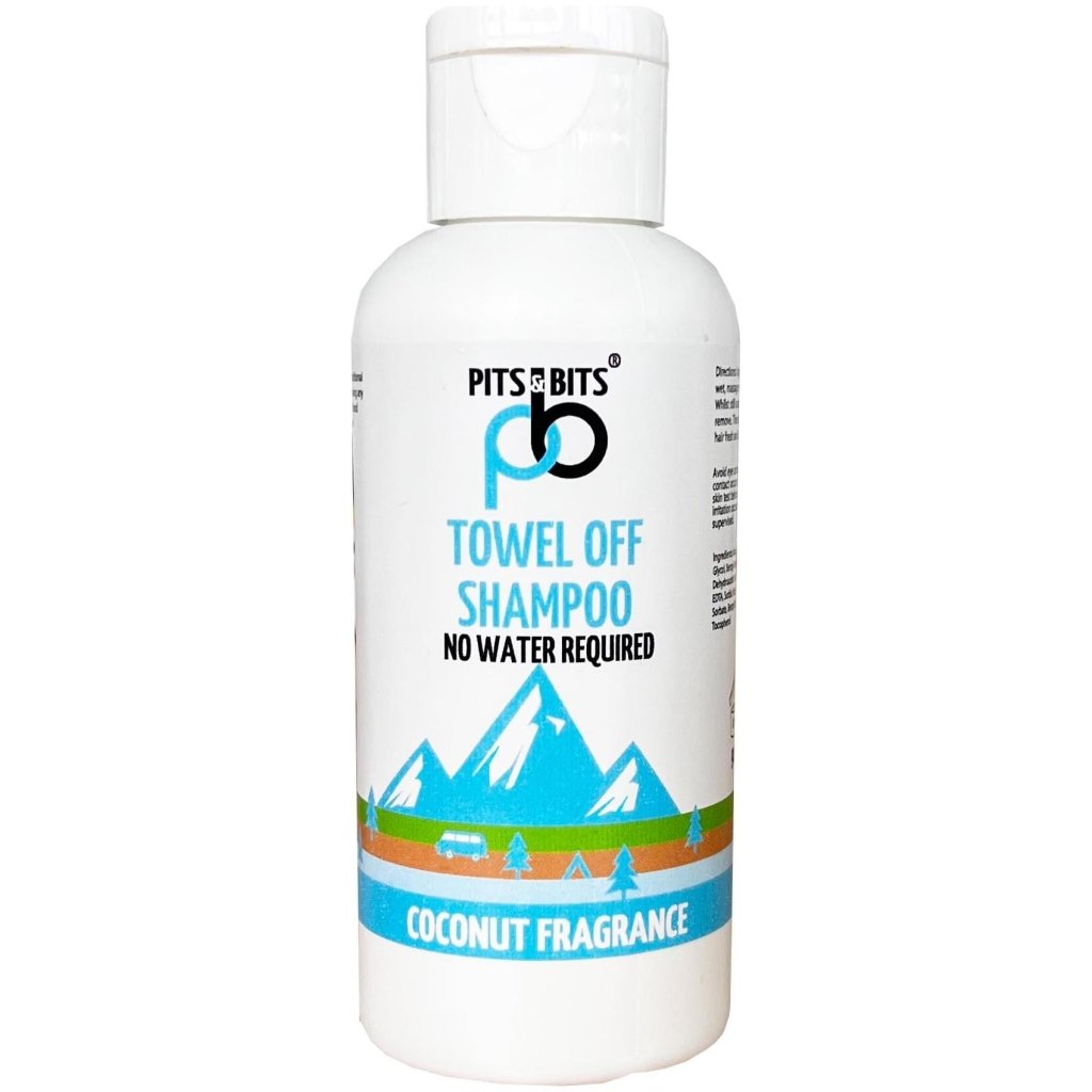 Pits &amp; Bits Towel Off Shampoo - Coconut 100ml Travel Size - Hill and Dale Outdoors
