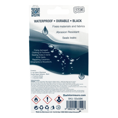 Stormsure Flexible Repair Adhesive 3 x 5g Tube - Black - Hill and Dale Outdoors