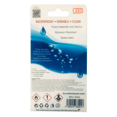 Stormsure Flexible Repair Adhesive 3 x 5g Tube - Clear - Hill and Dale Outdoors