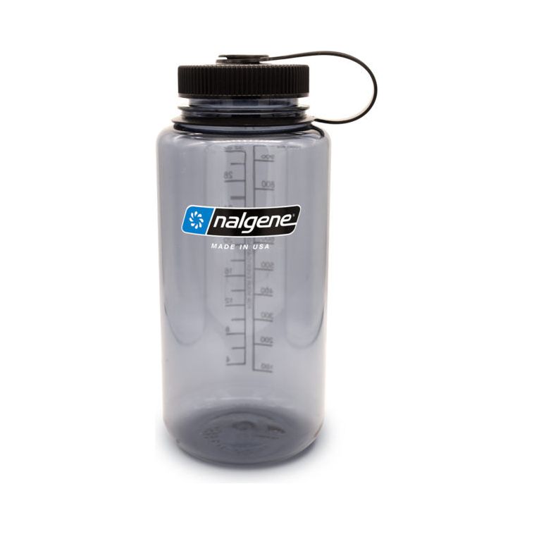 Nalgene Wide Mouth Sustain 32oz 1L Water Bottle - Grey w/ Black Cap