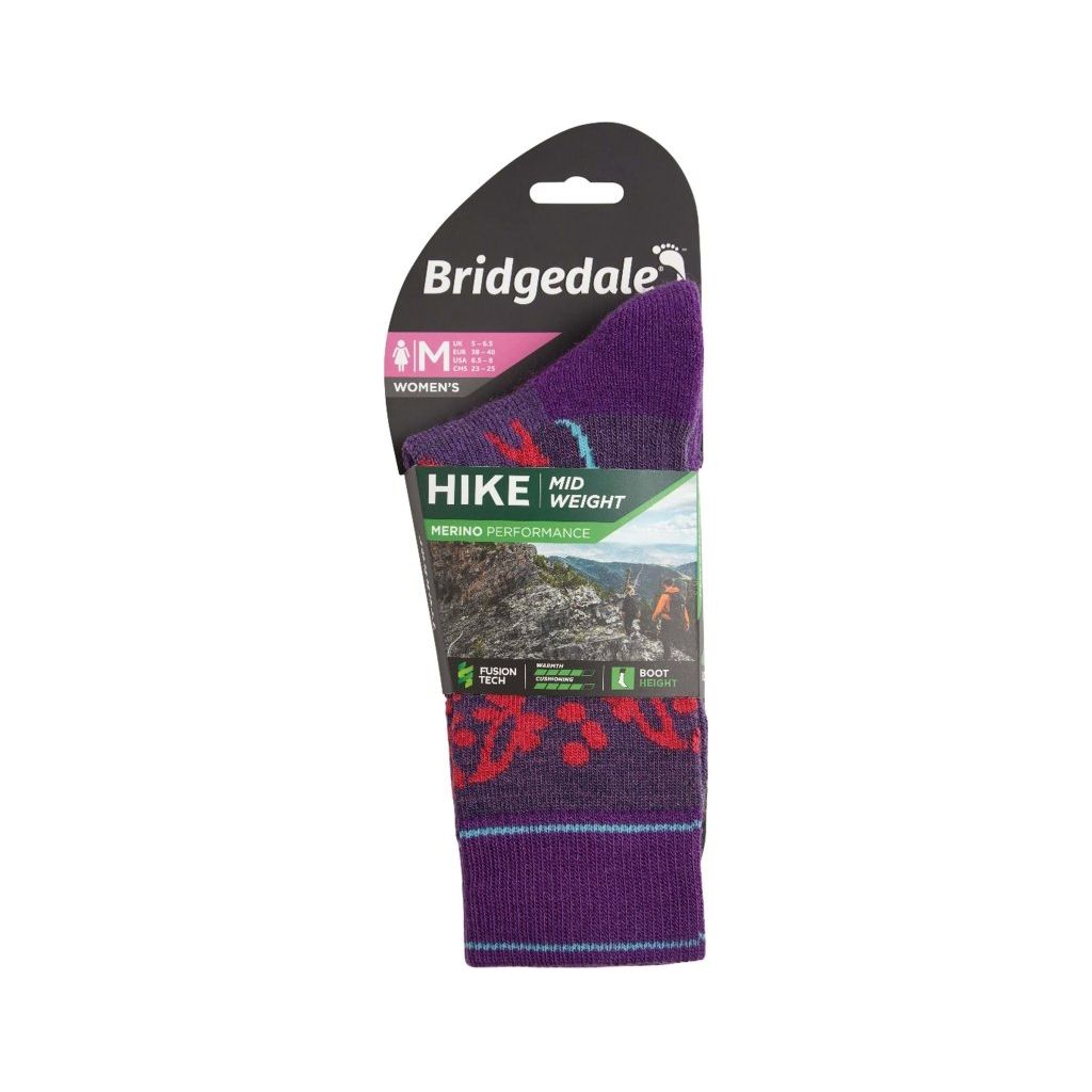 Bridgedale Women&#39;s Midweight Merino Performance Boot - Purple / Pink - Hill and Dale Outdoors