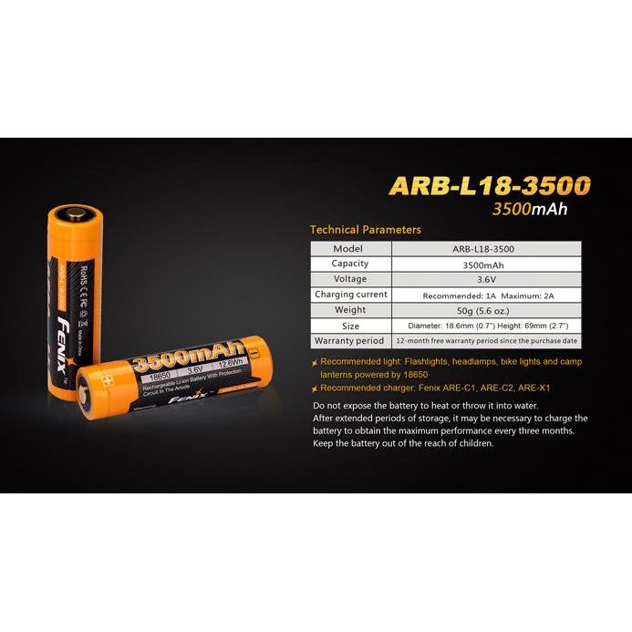 Fenix ARB-L18-3500 18650 Battery - Hill and Dale Outdoors