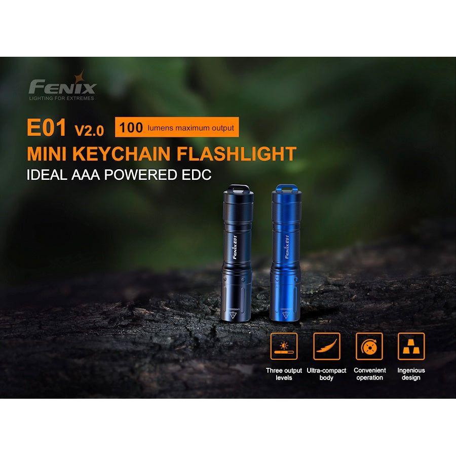 Fenix E01 V2.0 Miniature Flashlight - Black - Hill and Dale Outdoors