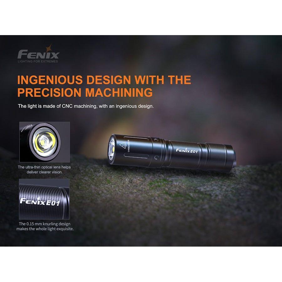 Fenix E01 V2.0 Miniature Flashlight - Black - Hill and Dale Outdoors