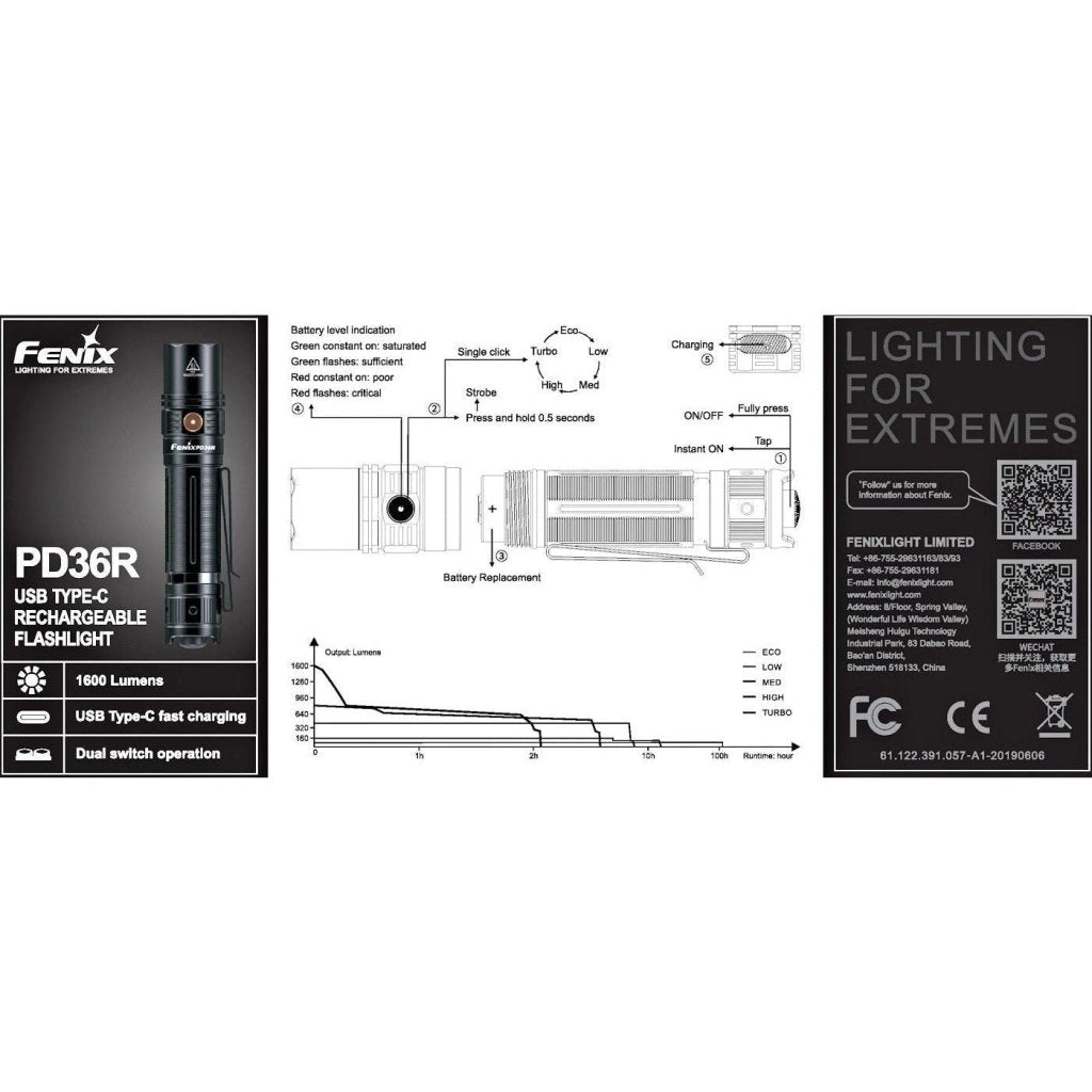 Fenix PD36R V2.0 USB - C Rechargeable Flashlight - Hill and Dale Outdoors