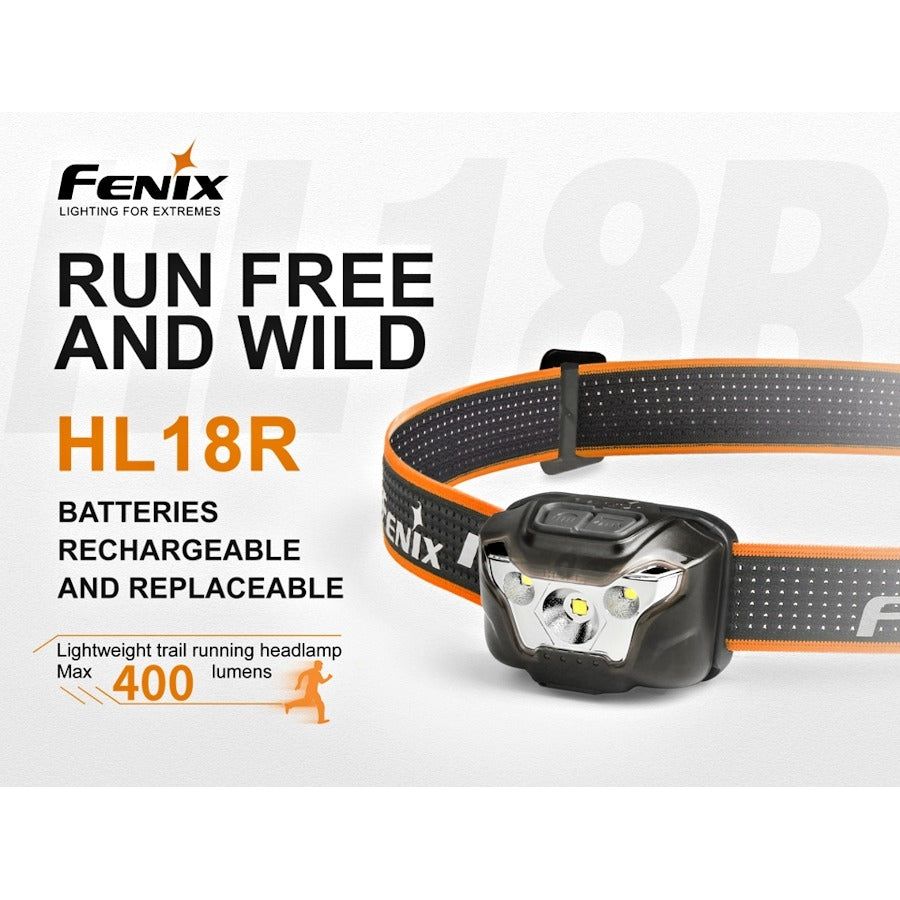 Fenix HL18R 400 Lumens Rechargeable Dual Power Headtorch - Black
